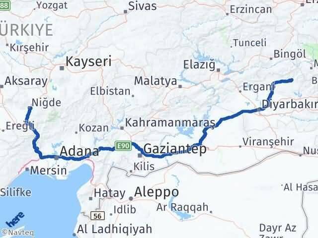 Niğde Kulp Diyarbakır Arası Kaç Km - Yol Haritası