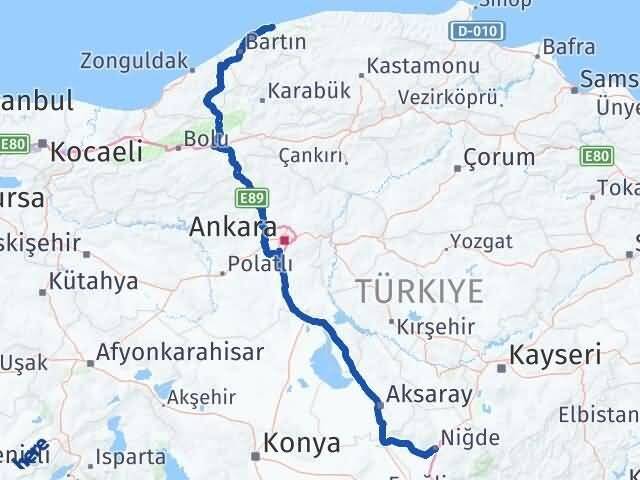 Niğde Kurucaşile Bartın Arası Kaç Km - Yol Haritası