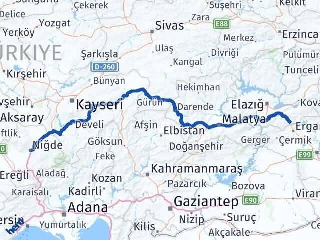 Niğde Maden Elazığ Arası Kaç Km - Yol Haritası
