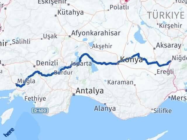 Niğde Menteşe Muğla Arası Kaç Km - Yol Haritası
