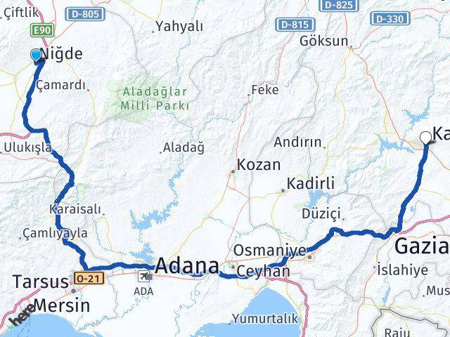 Niğde Onikişubat Kahramanmaraş Arası Kaç Km - Yol Haritası