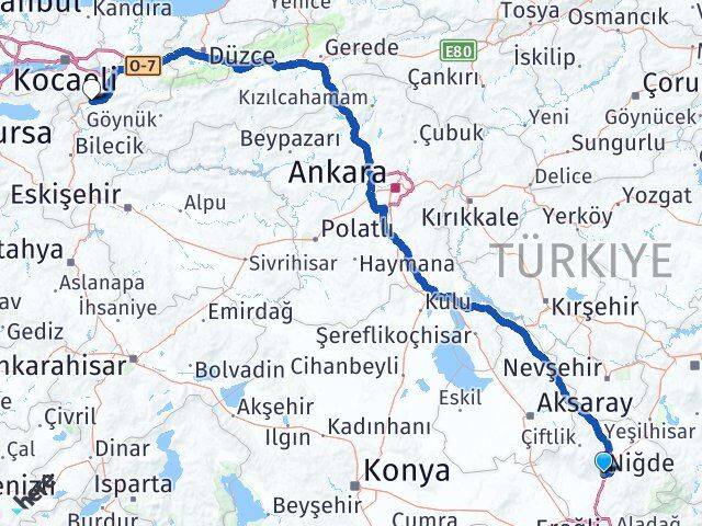Niğde Pamukova Sakarya Arası Kaç Km - Yol Haritası