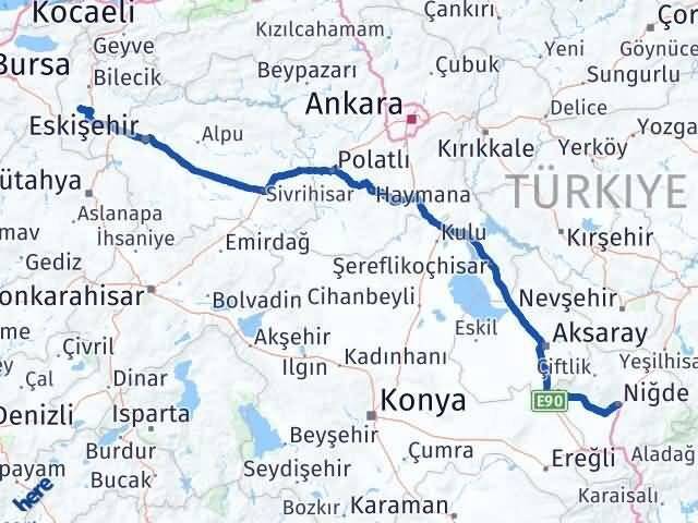 Niğde Pazaryeri Bilecik Arası Kaç Km - Yol Haritası