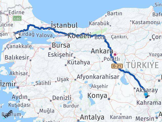 Niğde Şarköy Tekirdağ Arası Kaç Km - Yol Haritası