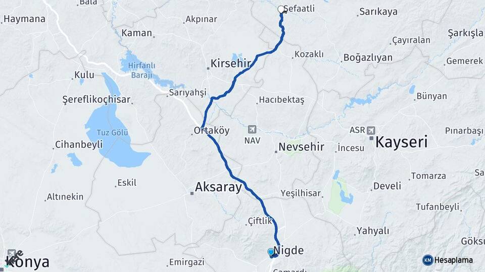 Niğde Şefaatli Yozgat Arası Kaç Km - Yol Haritası
