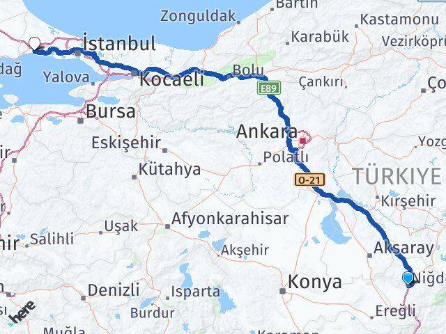 Niğde Silivri İstanbul Arası Kaç Km - Yol Haritası
