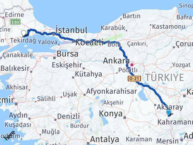 Niğde Süleymanpaşa Tekirdağ Arası Kaç Km - Yol Haritası