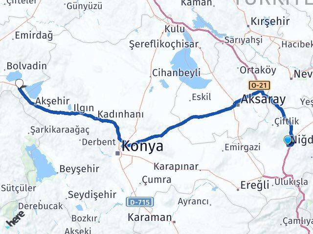 Niğde Sultandağı Afyonkarahisar Arası Kaç Km - Yol Haritası