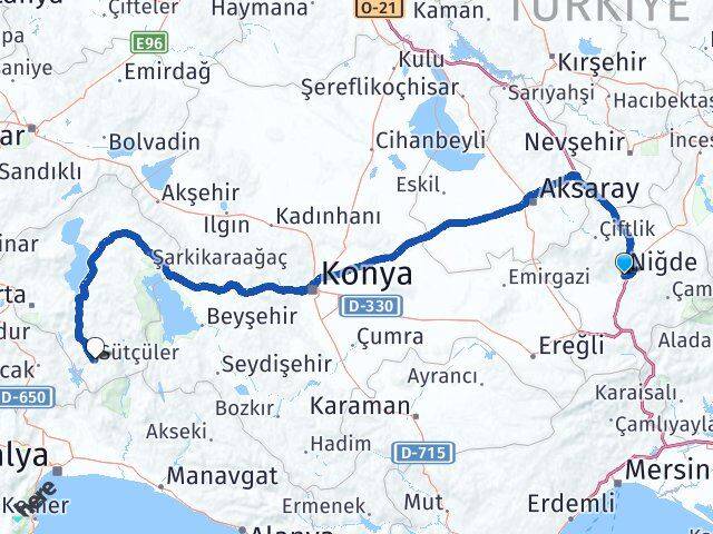 Niğde Sütçüler Isparta Arası Kaç Km - Yol Haritası