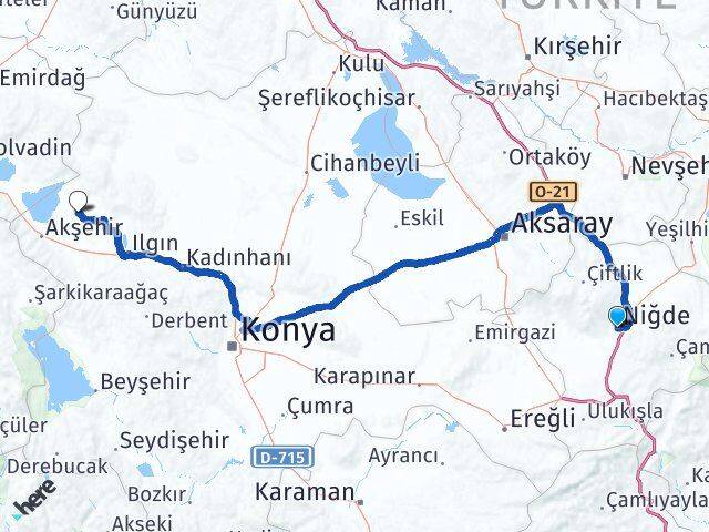 Niğde Tuzlukçu Konya Arası Kaç Km - Yol Haritası