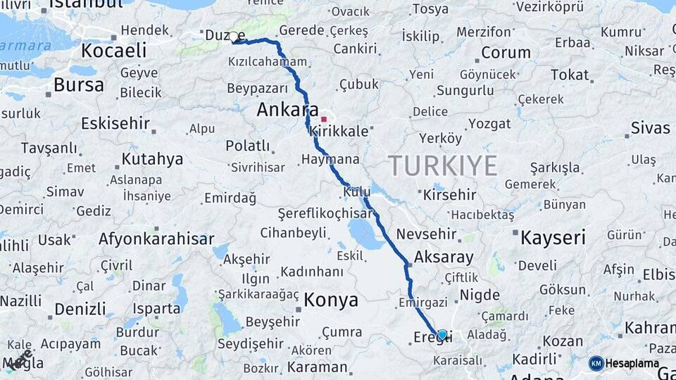 Niğde Ulukışla Bolu Arası Kaç Km - Yol Haritası