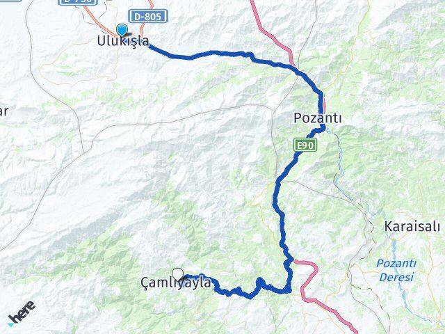 Niğde Ulukışla Çamlıyayla Mersin Arası Kaç Km - Yol Haritası