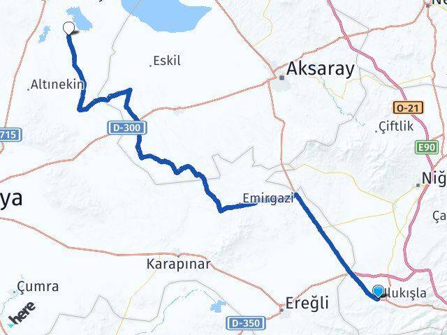 Niğde Ulukışla Günyüzü Cihanbeyli Konya Arası Kaç Km - Yol Haritası