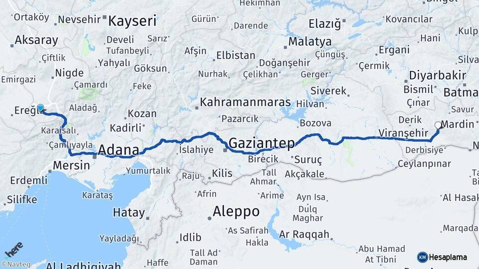 Niğde Ulukışla Mardin Arası Kaç Km - Yol Haritası
