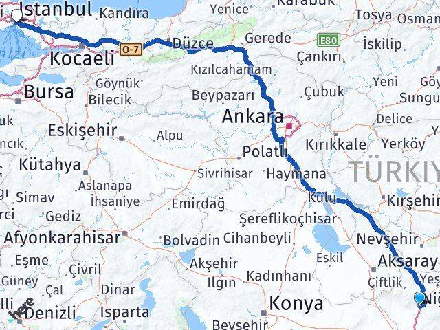 Niğde Üsküdar İstanbul Arası Kaç Km - Yol Haritası