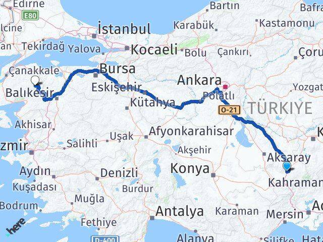 Niğde Yenice Çanakkale Arası Kaç Km - Yol Haritası