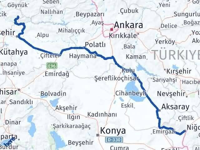 Niğde Yenipazar Bilecik Arası Kaç Km - Yol Haritası