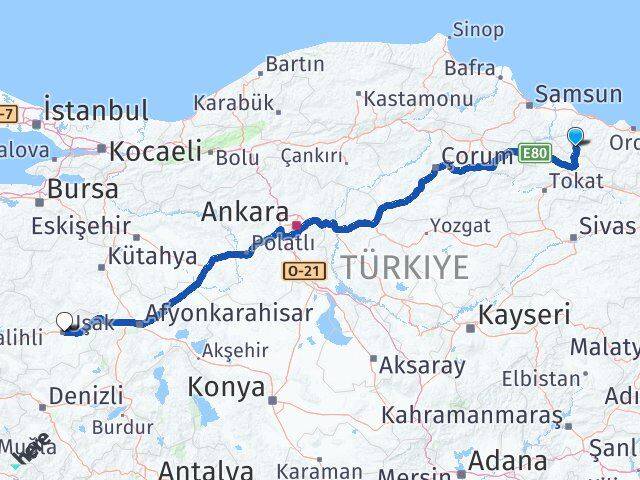Ordu Akkuş Uşak Arası Kaç Km - Yol Haritası