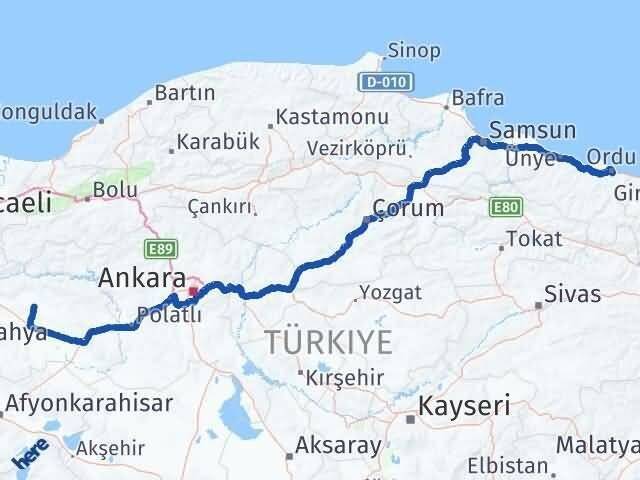 Ordu Alpu Eskişehir Arası Kaç Km - Yol Haritası