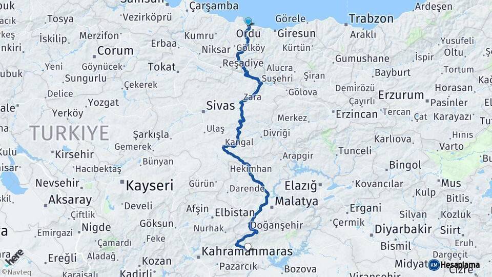Ordu Besni Adıyaman Arası Kaç Km - Yol Haritası