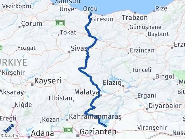 Ordu Bozova Şanlıurfa Arası Kaç Km - Yol Haritası