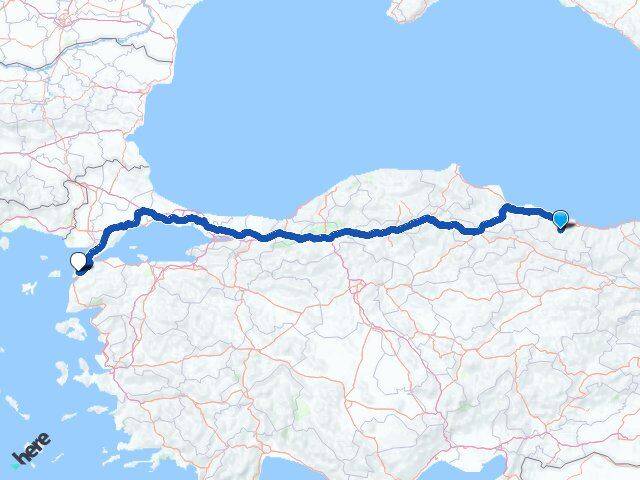 Ordu Çatalpınar Çanakkale Arası Kaç Km - Yol Haritası