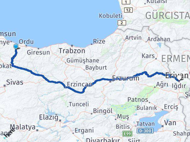 Ordu Çatalpınar Iğdır Arası Kaç Km - Yol Haritası