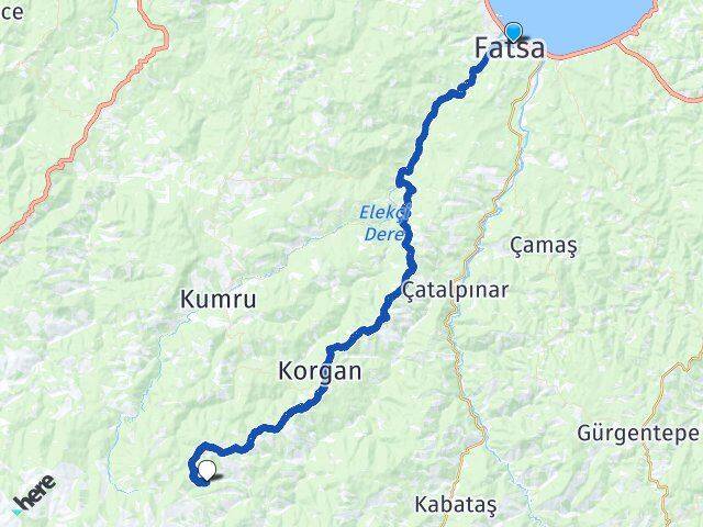 Ordu Fatsa Belalan Korgan Arası Kaç Km - Yol Haritası