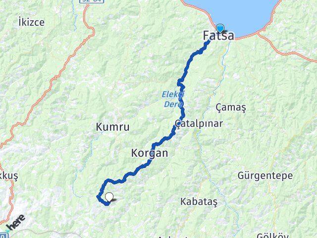Ordu Fatsa Çayırkent Korgan Arası Kaç Km - Yol Haritası
