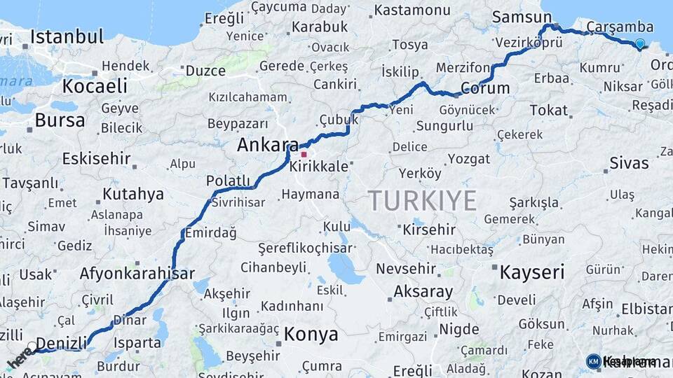 Ordu Fatsa Denizli Arası Kaç Km? Arası Kaç Saat? Nerede Yol Haritası Yakıt, Rota ve Mesafe Hesaplama Ordu Fatsa Denizli Arası Kaç Km? Arası Kaç Km Saat? Nerede Yol Haritası Yakıt, Rota ve Mesafe Hesaplama
