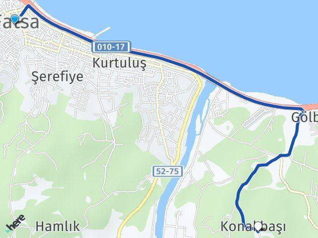 Ordu Fatsa Konakbaşı Fatsa Arası Kaç Km - Yol Haritası