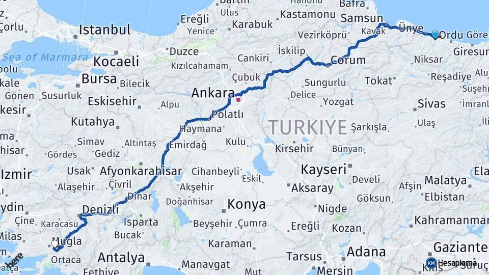 Ordu Fatsa Muğla Arası Kaç Km? Arası Kaç Saat? Nerede Yol Haritası Yakıt, Rota ve Mesafe Hesaplama Ordu Fatsa Muğla Arası Kaç Km? Arası Kaç Km Saat? Nerede Yol Haritası Yakıt, Rota ve Mesafe Hesaplama