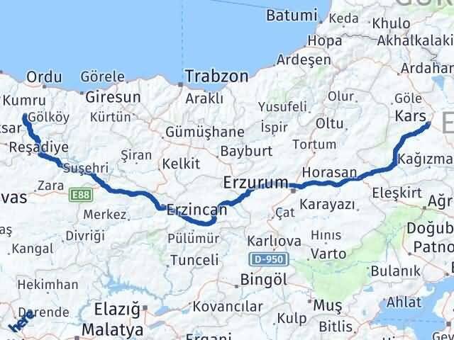 Ordu Gölköy Kars Arası Kaç Km? Arası Kaç Saat? Nerede Yol Haritası Yakıt, Rota ve Mesafe Hesaplama Ordu Gölköy Kars Arası Kaç Km? Arası Kaç Km Saat? Nerede Yol Haritası Yakıt, Rota ve Mesafe Hesaplama
