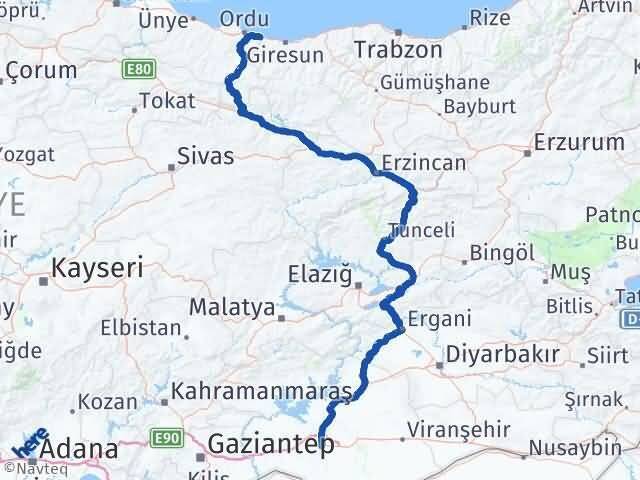 Ordu Gülyalı Şanlıurfa Arası Kaç Km - Yol Haritası