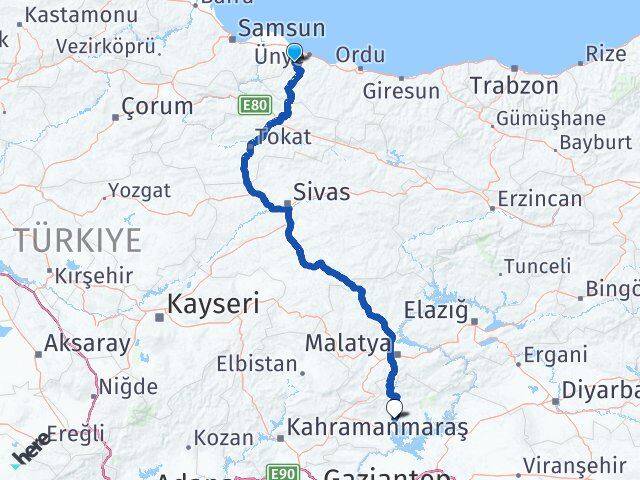 Ordu İkizce Adıyaman Arası Kaç Km - Yol Haritası