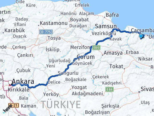 Ordu İkizce Ankara Arası Kaç Km - Yol Haritası