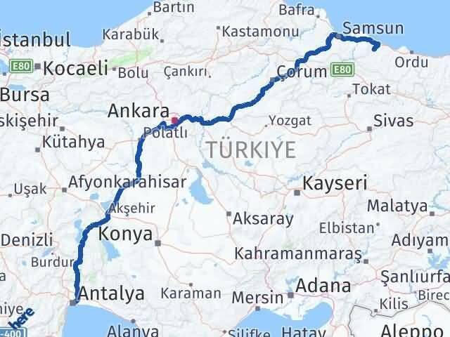 Ordu İkizce Antalya Arası Kaç Km - Yol Haritası