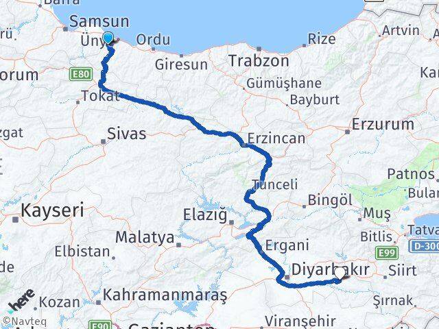 Ordu İkizce Batman Arası Kaç Km - Yol Haritası