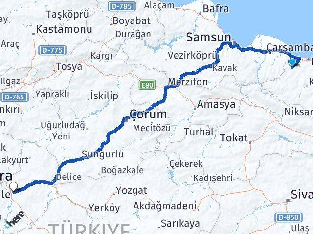 Ordu İkizce Kırıkkale Arası Kaç Km - Yol Haritası