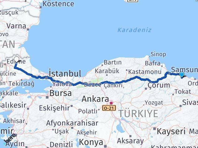 Ordu İkizce Kırklareli Arası Kaç Km - Yol Haritası