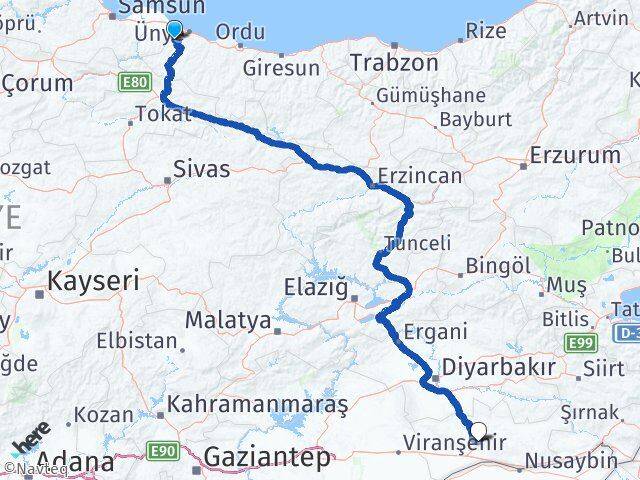 Ordu İkizce Mardin Arası Kaç Km - Yol Haritası