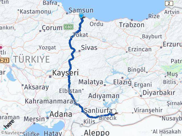 Ordu İkizce Şanlıurfa Arası Kaç Km - Yol Haritası