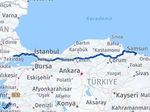 Ordu İkizce Tekirdağ Arası Kaç Km - Yol Haritası