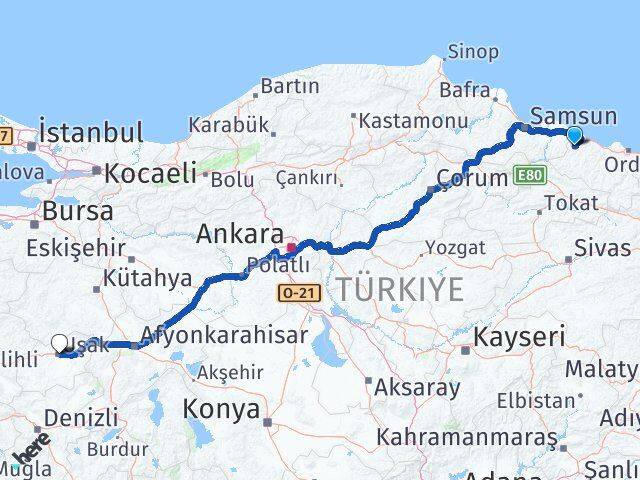 Ordu İkizce Uşak Arası Kaç Km - Yol Haritası
