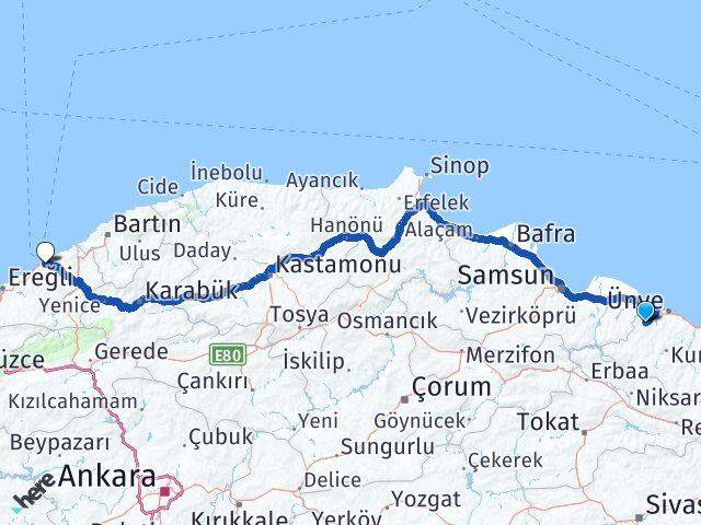 Ordu İkizce Zonguldak Arası Kaç Km - Yol Haritası