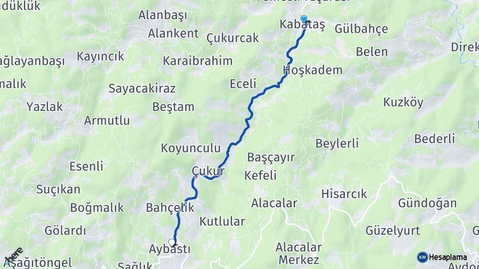 Ordu Kabataş Aybastı Arası Kaç Km - Yol Haritası