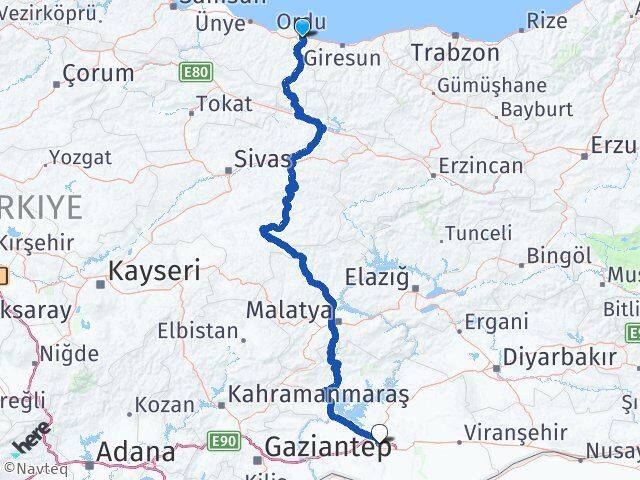 Ordu Karaköprü Şanlıurfa Arası Kaç Km - Yol Haritası