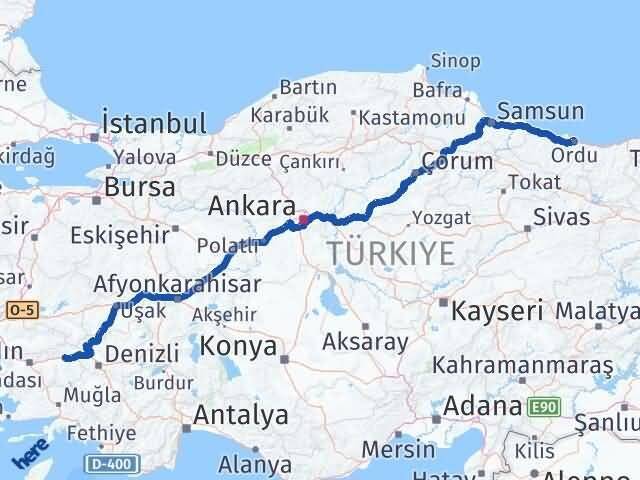 Ordu Kuyucak Aydın Arası Kaç Km - Yol Haritası