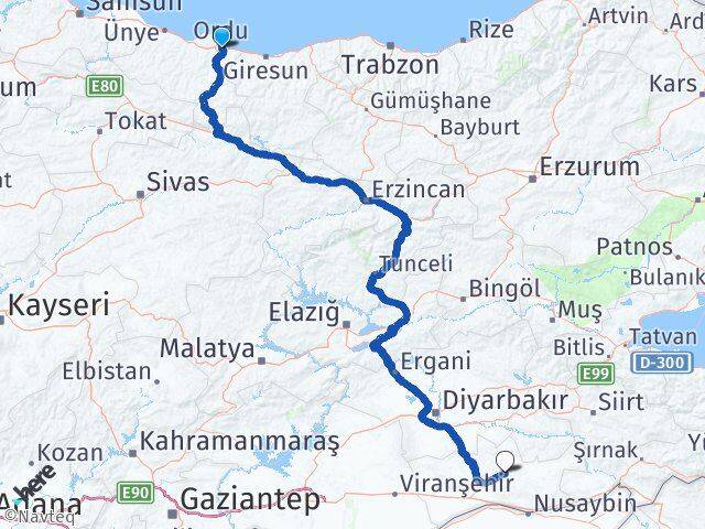 Ordu Ömerli Mardin Arası Kaç Km - Yol Haritası