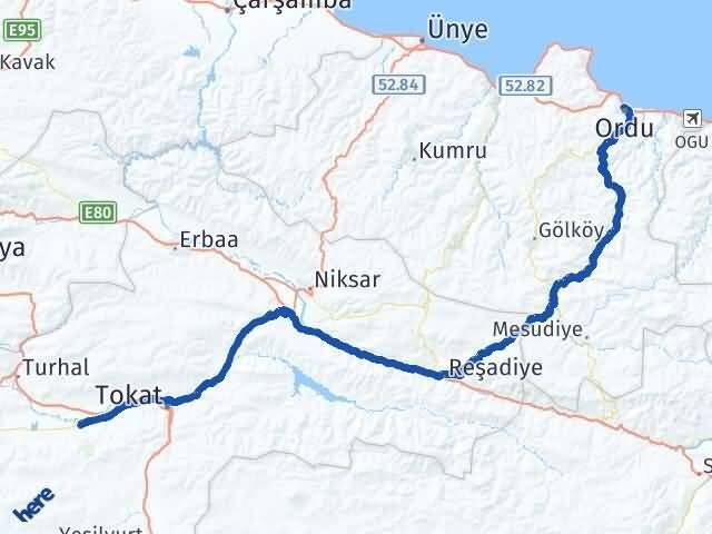Ordu Pazar Tokat Arası Kaç Km - Yol Haritası
